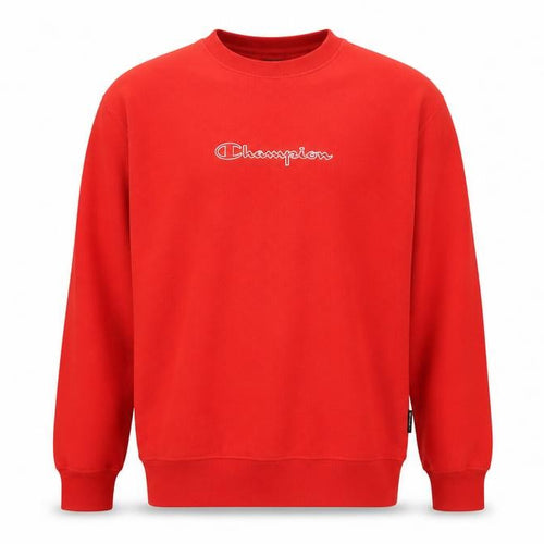 Champion Men's Red M Fleece Crew Neck Pullover Sweatshirt Logo