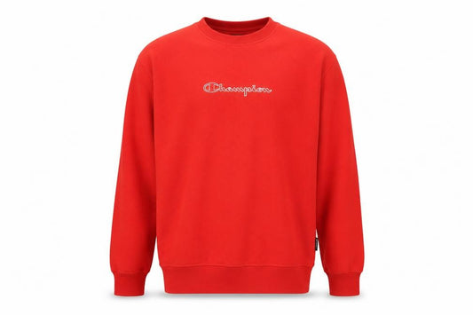 Champion Men's Red M Fleece Crew Neck Pullover Sweatshirt Logo