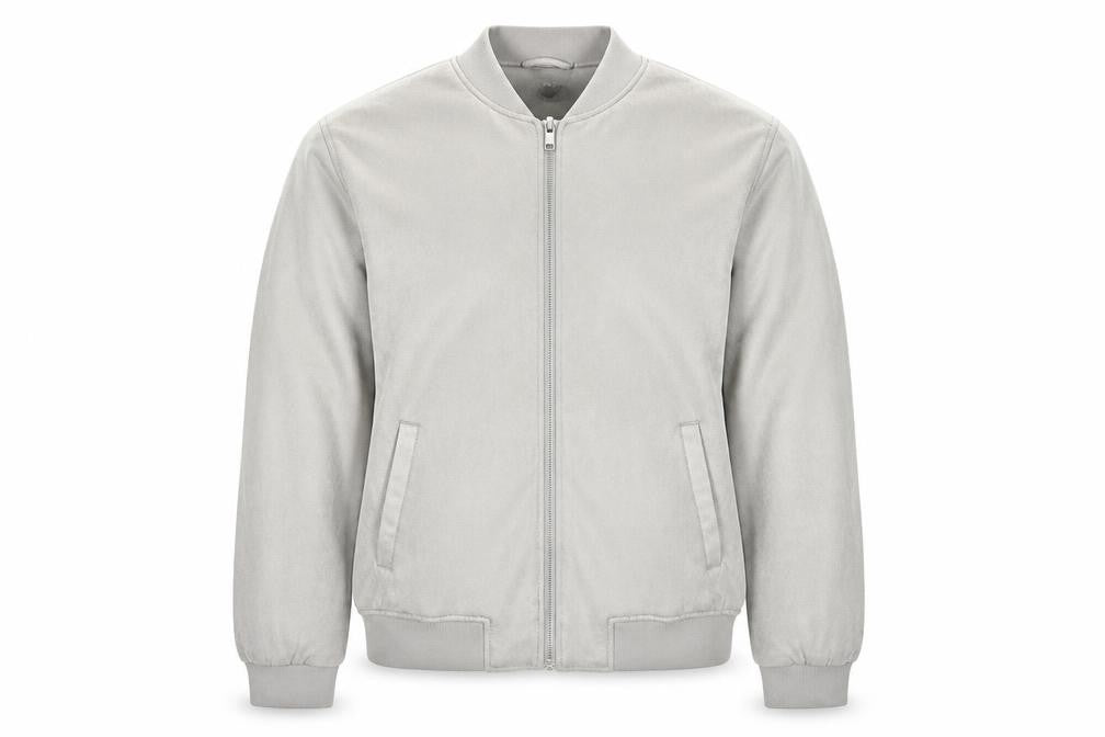 Primark Men Grey M Faux Suede Bomber Jacket Full Zip