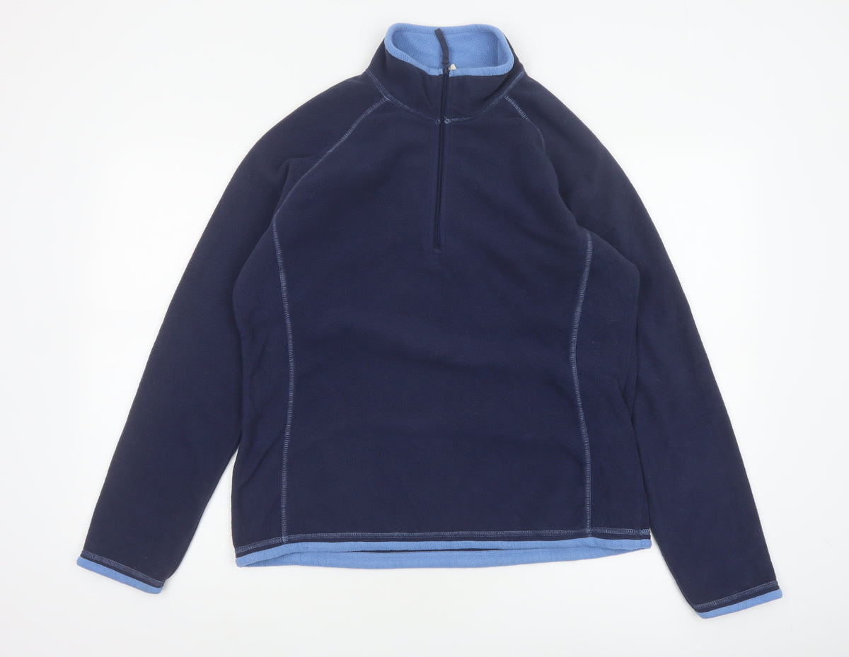 Back view of Mountain Warehouse Women Blue UK 14 Fleece Half Zip Pullover Sweatshirt
