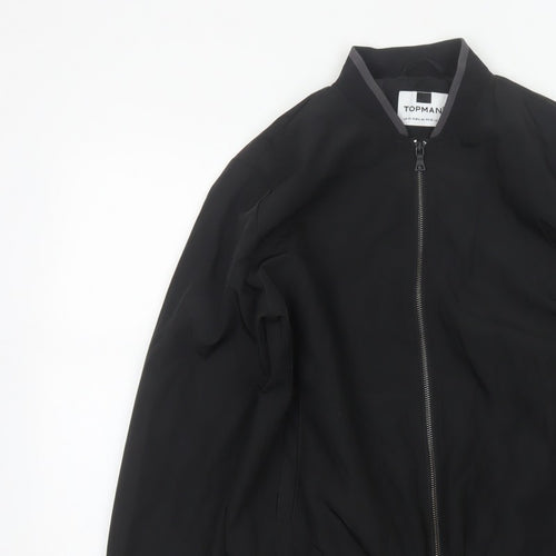 Topman Men's Black XS Bomber Jacket Full Zip Lined