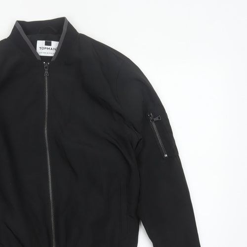 Topman Men's Black XS Bomber Jacket Full Zip Lined