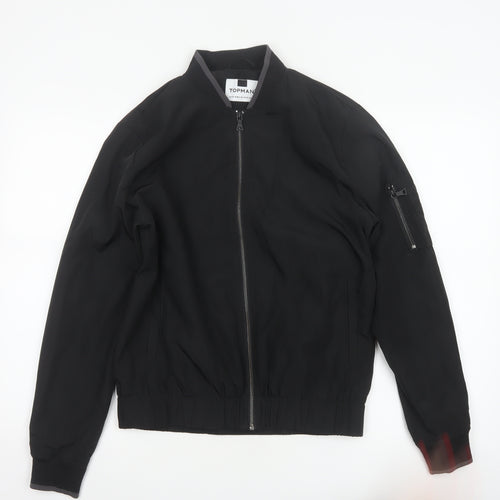 Topman Men's Black XS Bomber Jacket Full Zip Lined