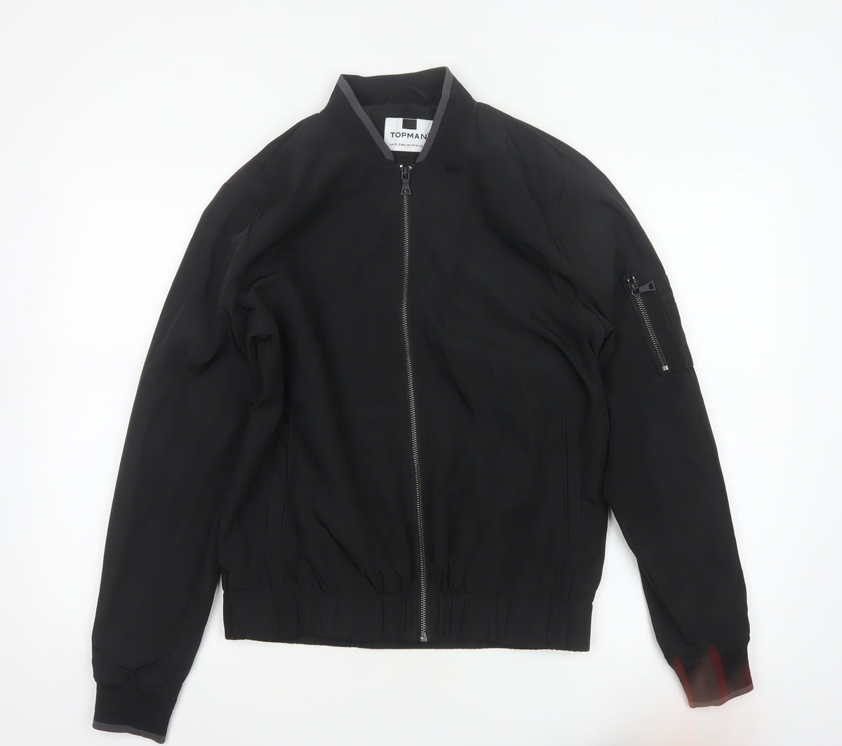 Topman Men's Black XS Bomber Jacket Full Zip Lined