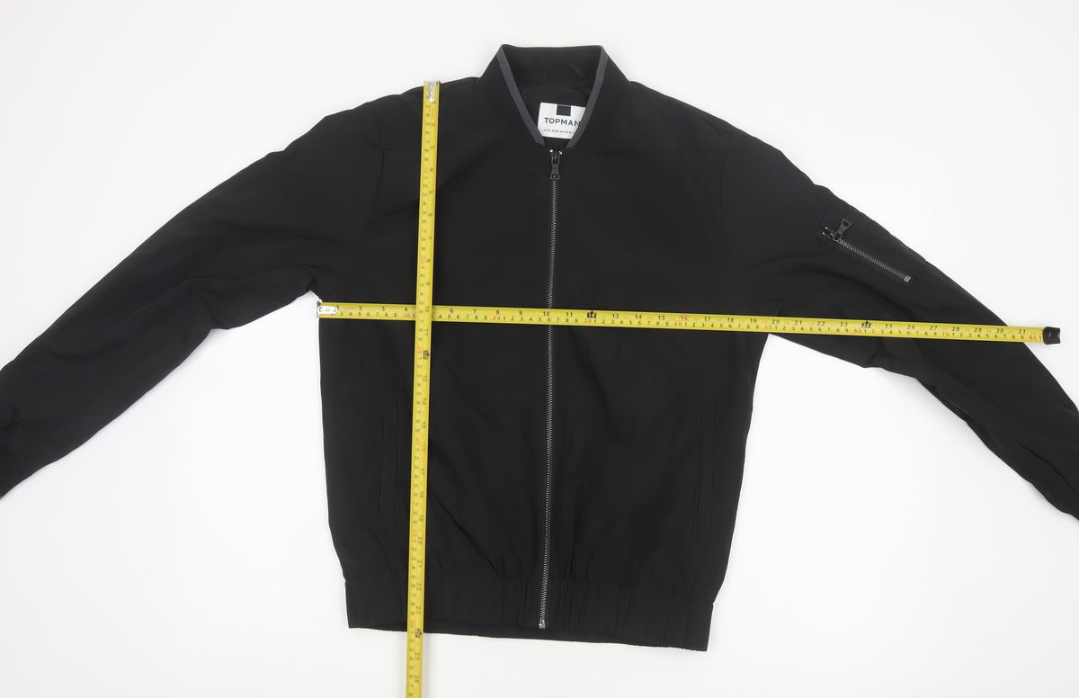 Topman Men's Black XS Bomber Jacket Full Zip Lined