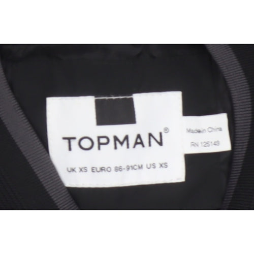 Topman Men's Black XS Bomber Jacket Full Zip Lined