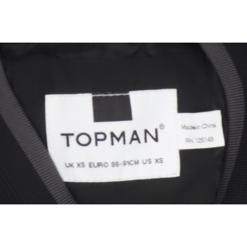Topman Men's Black XS Bomber Jacket Full Zip Lined