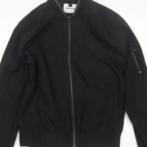 Topman Men's Black XS Bomber Jacket Full Zip Lined