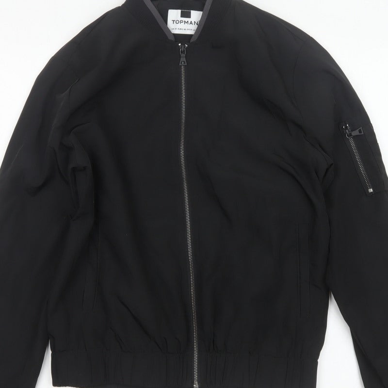 Topman Men's Black XS Bomber Jacket Full Zip Lined