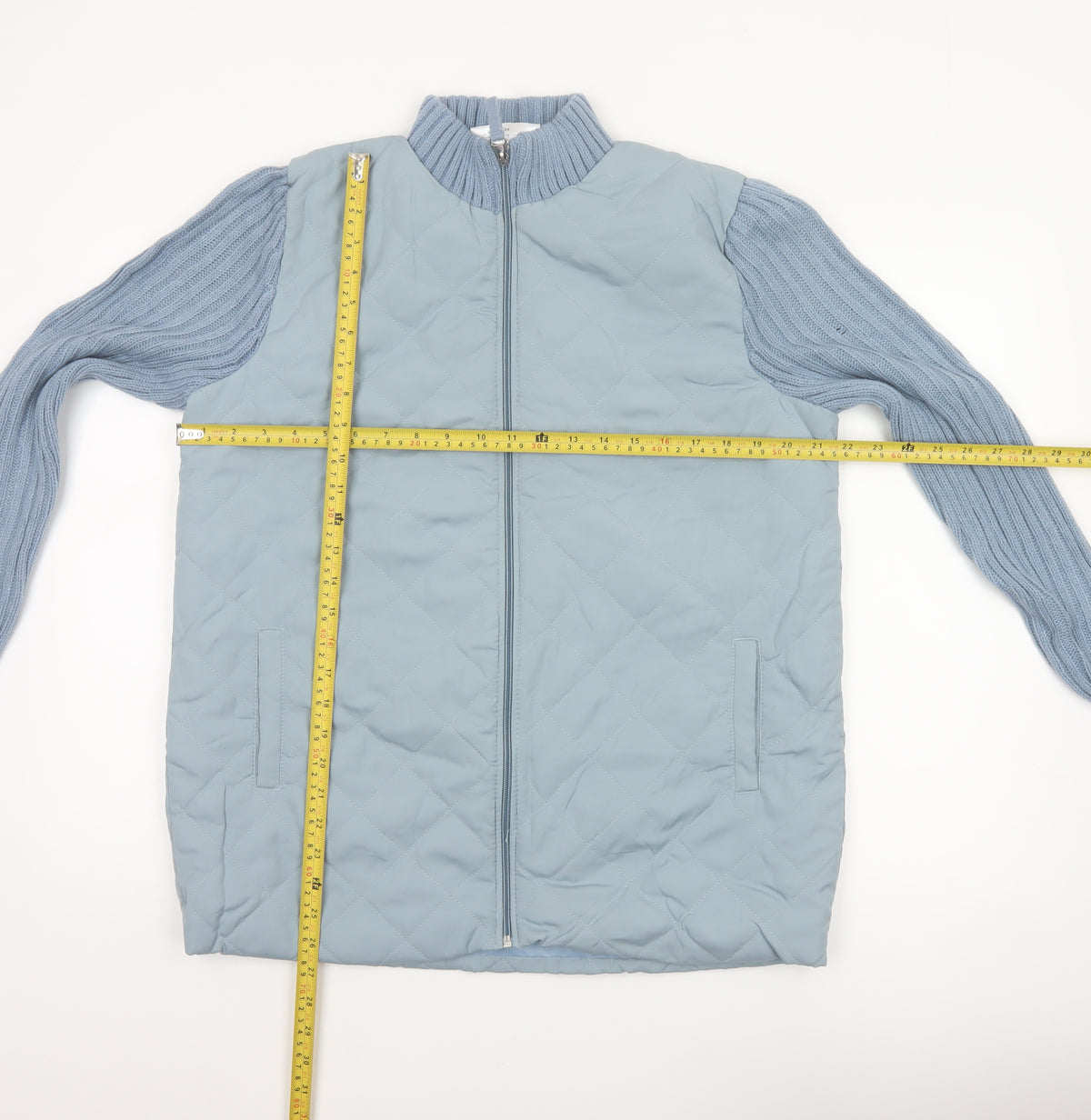 Anne de Lançay Women’s Blue M Quilted Knit Sleeve Zip Jacket