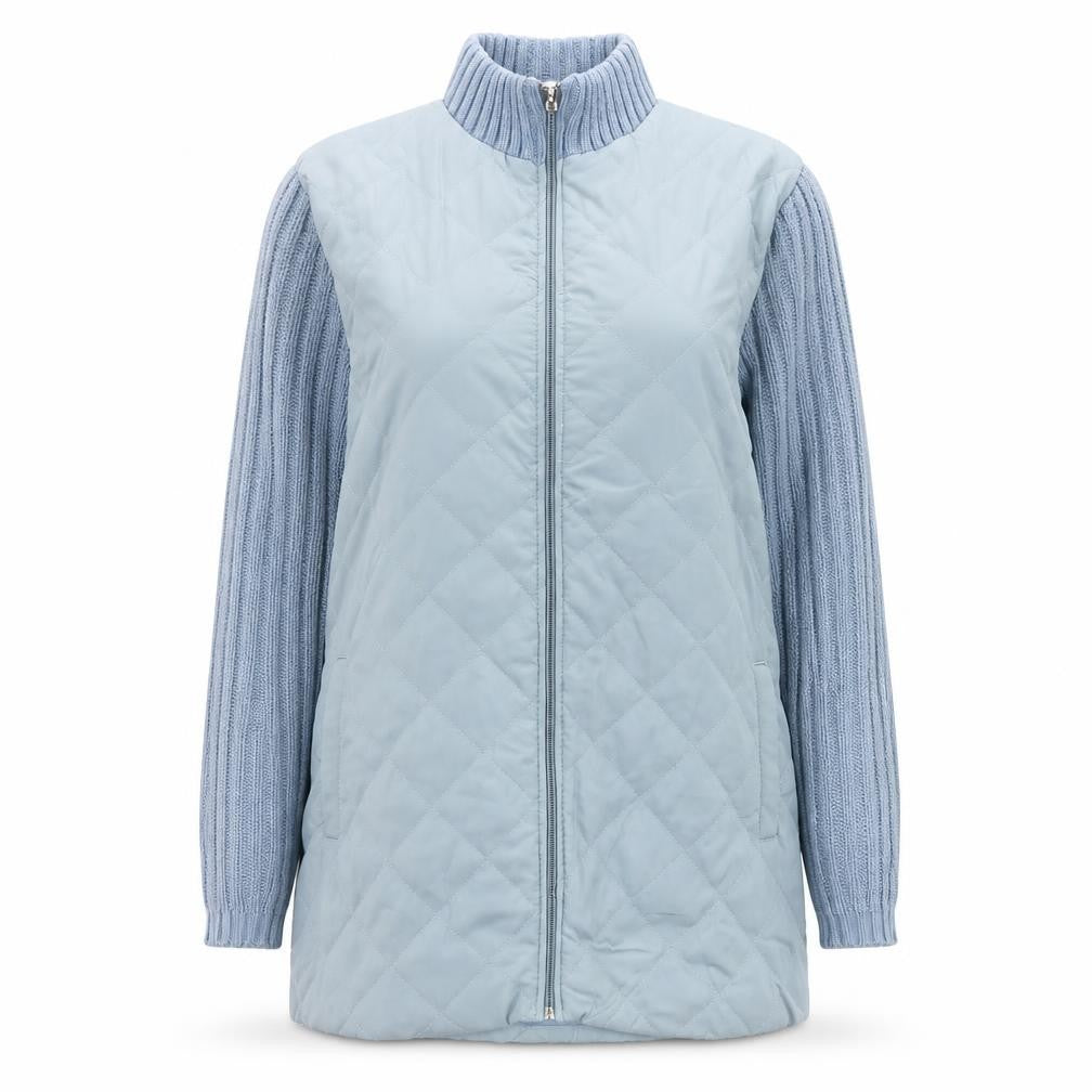 Anne de Lançay Women’s Blue M Quilted Knit Sleeve Zip Jacket
