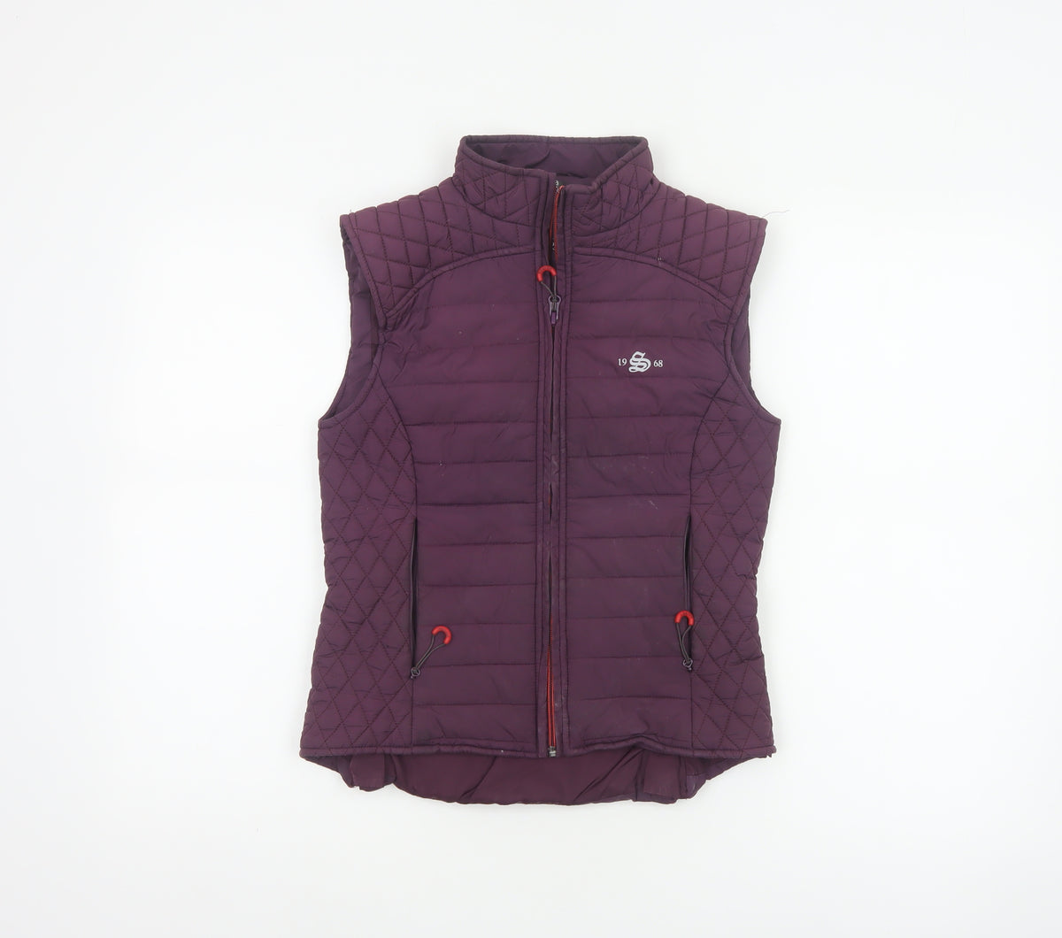 1968 Women’s Purple XS Quilted Padded Bodywarmer Gilet Zip Pockets