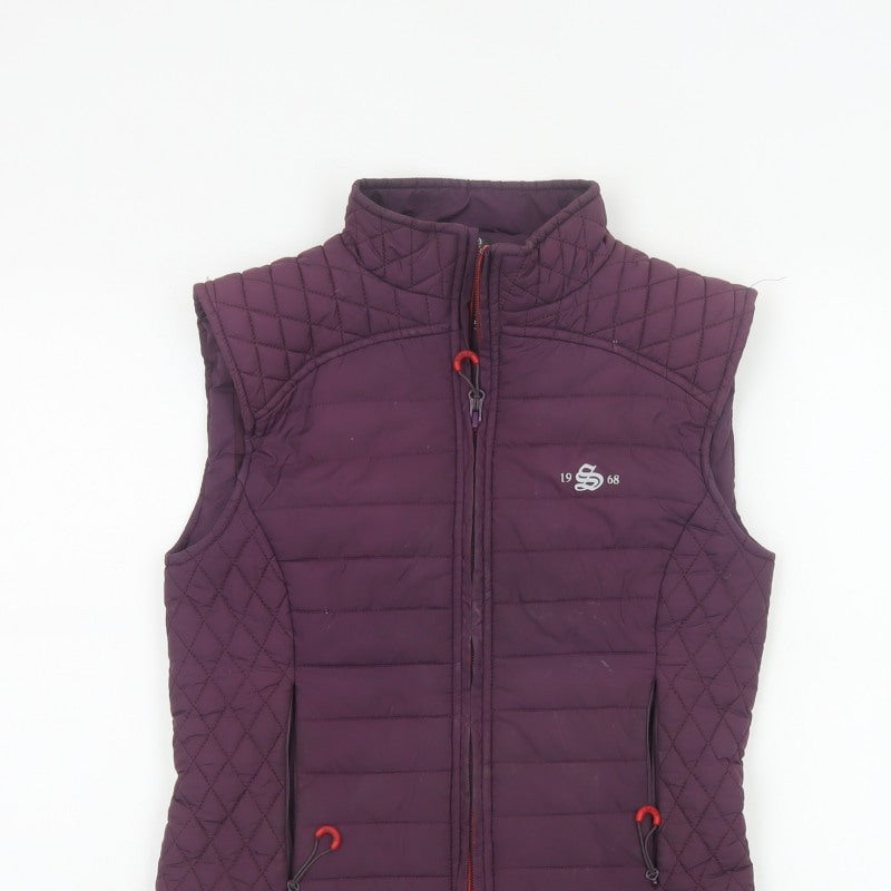 1968 Women’s Purple XS Quilted Padded Bodywarmer Gilet Zip Pockets