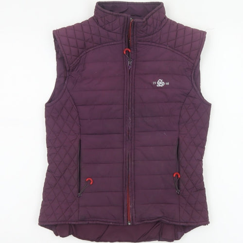 1968 Women’s Purple XS Quilted Padded Bodywarmer Gilet Zip Pockets