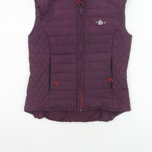 1968 Women’s Purple XS Quilted Padded Bodywarmer Gilet Zip Pockets