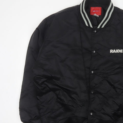 Reebok Men’s Black XL Raiders NFL Varsity Bomber Jacket Snap Logo