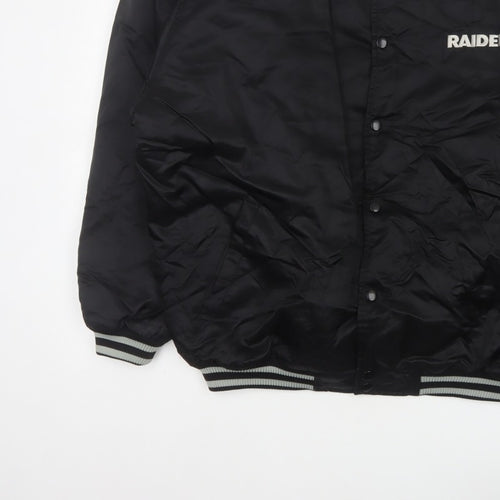 Reebok Men’s Black XL Raiders NFL Varsity Bomber Jacket Snap Logo
