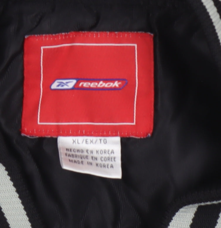 Reebok Men’s Black XL Raiders NFL Varsity Bomber Jacket Snap Logo
