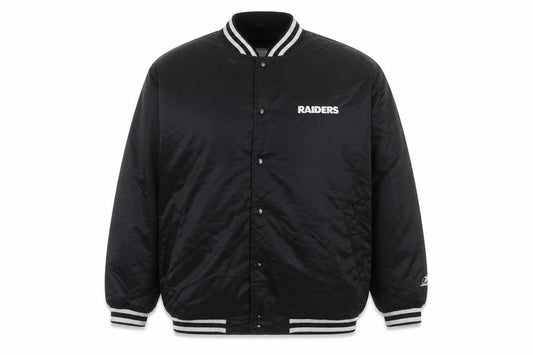 Reebok Men’s Black XL Raiders NFL Varsity Bomber Jacket Snap Logo