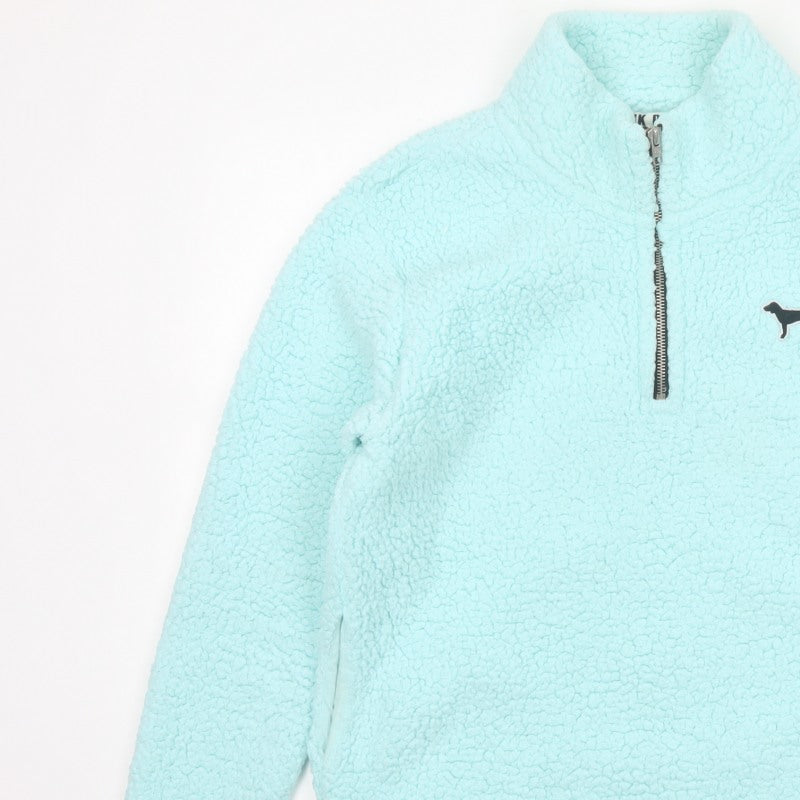 Victoria's Secret PINK Women Blue UK 10 1/4 Zip Fleece Sweatshirt