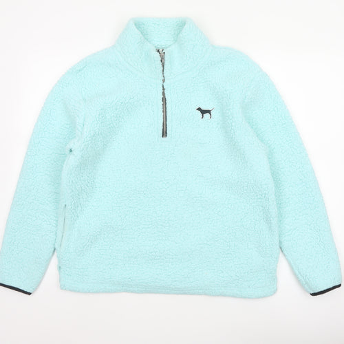 Victoria's Secret PINK Women Blue UK 10 1/4 Zip Fleece Sweatshirt