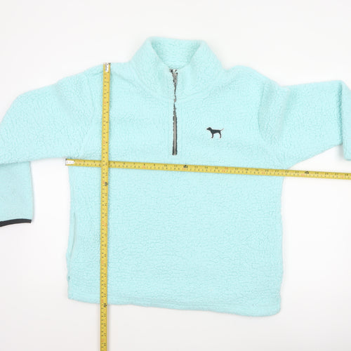Victoria's Secret PINK Women Blue UK 10 1/4 Zip Fleece Sweatshirt