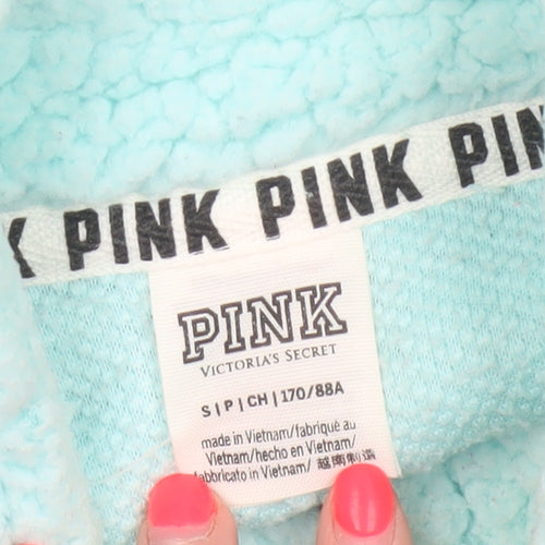Victoria's Secret PINK Women Blue UK 10 1/4 Zip Fleece Sweatshirt