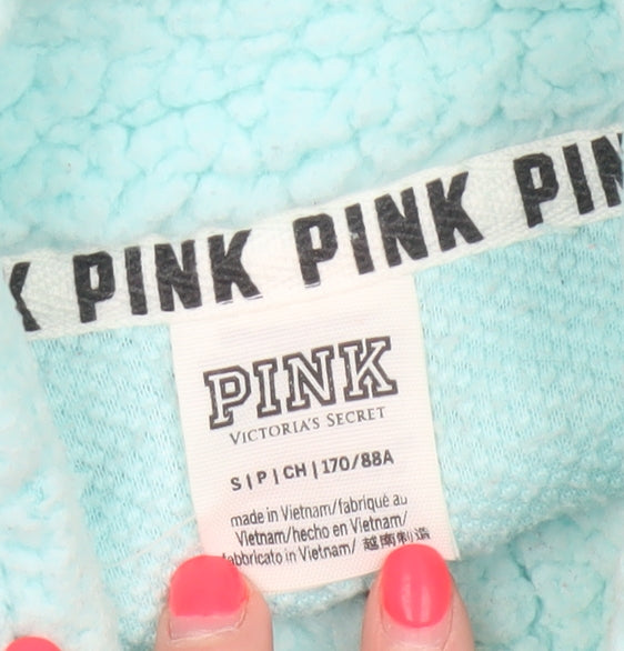 Victoria's Secret PINK Women Blue UK 10 1/4 Zip Fleece Sweatshirt