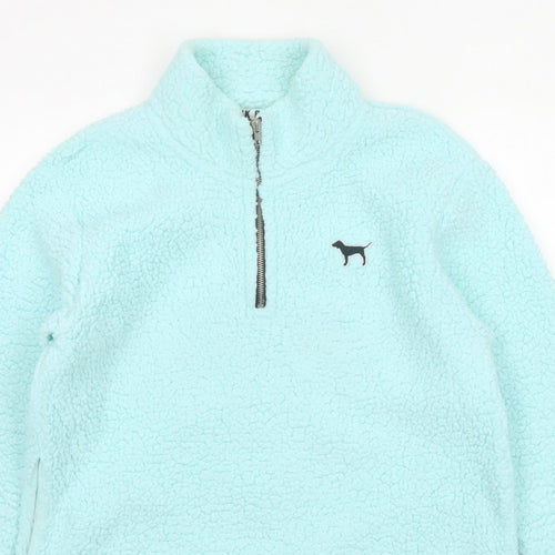 Victoria's Secret PINK Women Blue UK 10 1/4 Zip Fleece Sweatshirt