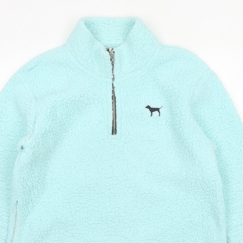 Victoria's Secret PINK Women Blue UK 10 1/4 Zip Fleece Sweatshirt