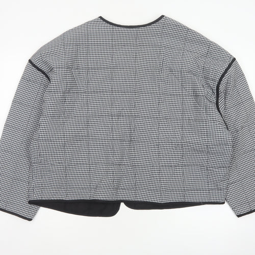 River Island Women’s Black Check Collarless Jacket Size L Lined