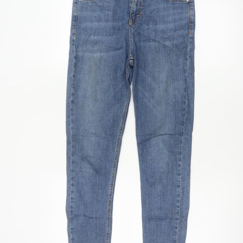 Topshop Moto Women Blue W28 L30 Skinny Mid Rise Frayed Hem Jeans