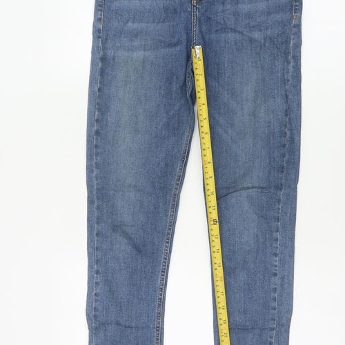 Topshop Moto Women Blue W28 L30 Skinny Mid Rise Frayed Hem Jeans