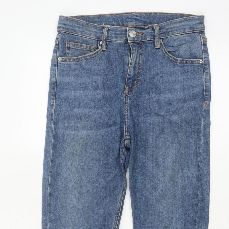 Topshop Moto Women Blue W28 L30 Skinny Mid Rise Frayed Hem Jeans