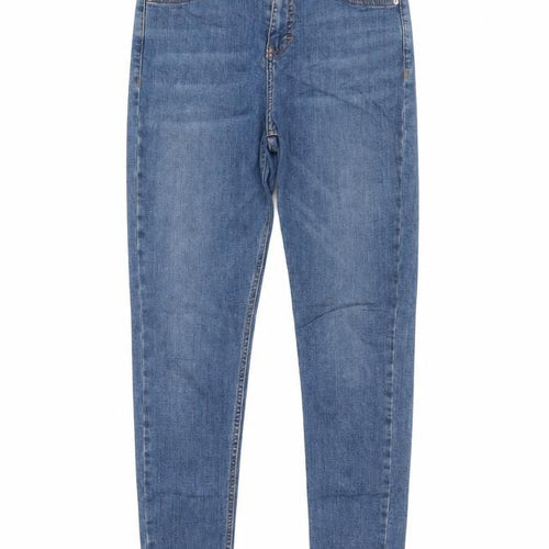 Topshop Moto Women Blue W28 L30 Skinny Mid Rise Frayed Hem Jeans