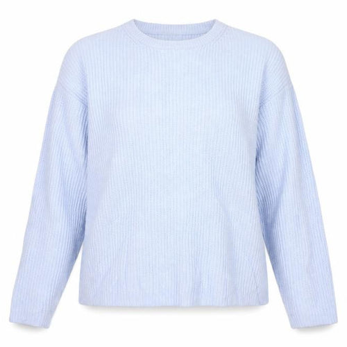 Marks and Spencer Women Blue L Rib Knit Crew Neck Pullover Jumper