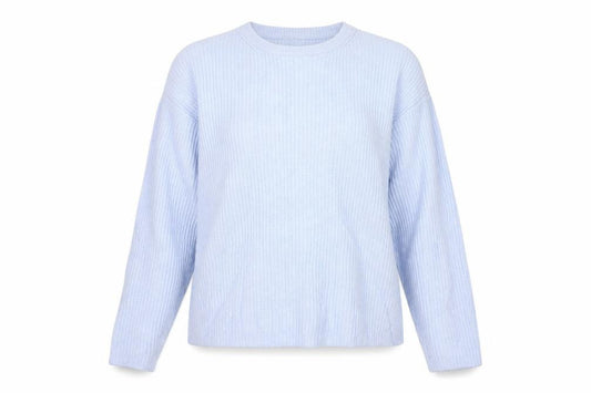 Marks and Spencer Women Blue L Rib Knit Crew Neck Pullover Jumper