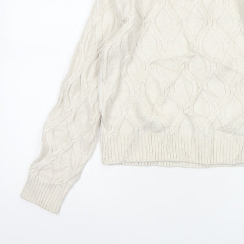 Marks and Spencer Women Ivory XS Cable-Knit Crew Neck Pullover Jumper