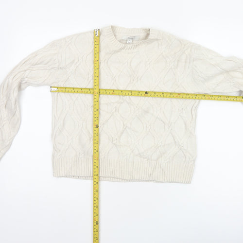 Marks and Spencer Women Ivory XS Cable-Knit Crew Neck Pullover Jumper