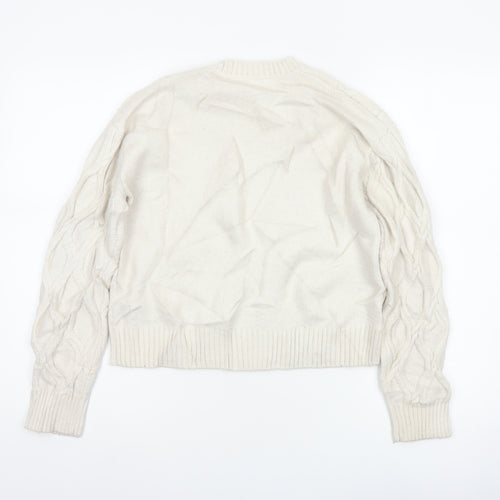 Marks and Spencer Women Ivory XS Cable-Knit Crew Neck Pullover Jumper