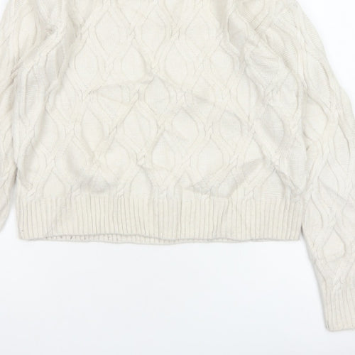 Marks and Spencer Women Ivory XS Cable-Knit Crew Neck Pullover Jumper