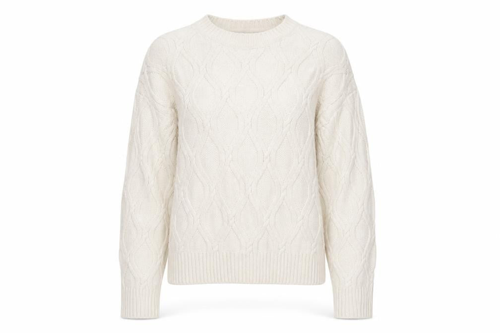 Marks and Spencer Women Ivory XS Cable-Knit Crew Neck Pullover Jumper