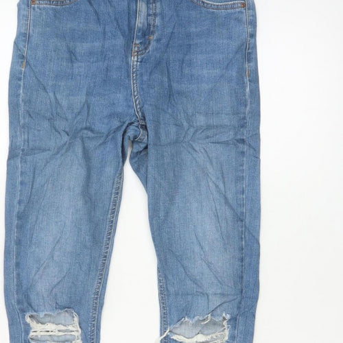 Topshop Moto Jamie Women Blue W28 UK 10 High Rise Distressed Skinny Jeans