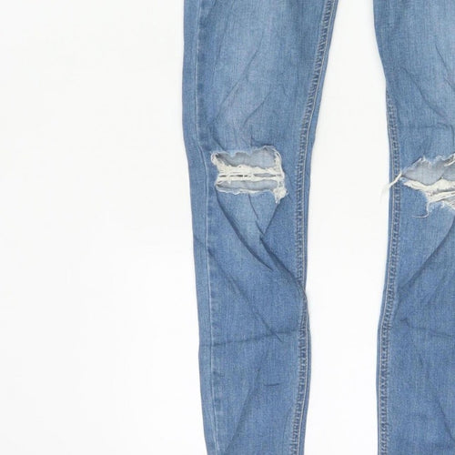 Topshop Moto Jamie Women Blue W28 UK 10 High Rise Distressed Skinny Jeans