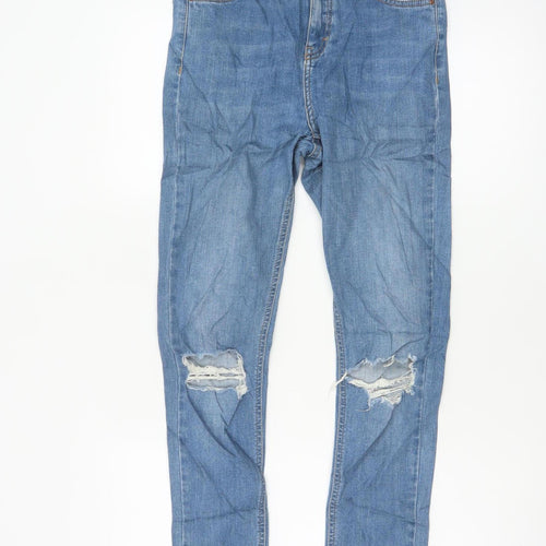 Topshop Moto Jamie Women Blue W28 UK 10 High Rise Distressed Skinny Jeans