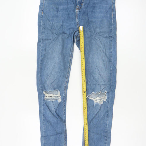 Topshop Moto Jamie Women Blue W28 UK 10 High Rise Distressed Skinny Jeans
