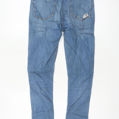 Topshop Moto Jamie Women Blue W28 UK 10 High Rise Distressed Skinny Jeans