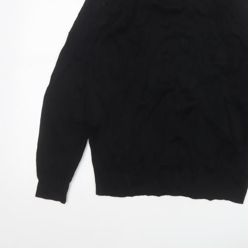 Autograph Men Black M Extra Fine Merino Wool 1/4 Zip High Neck Jumper