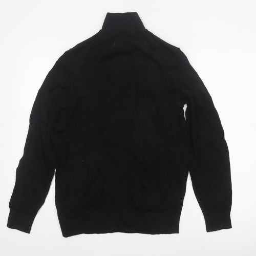 Autograph Men Black M Extra Fine Merino Wool 1/4 Zip High Neck Jumper