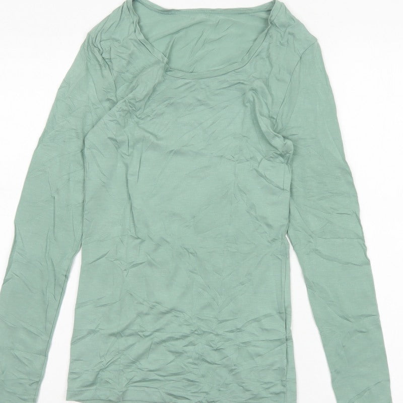 Marks and Spencer Women Green Heatgen Thermal Long Sleeve Top UK 12